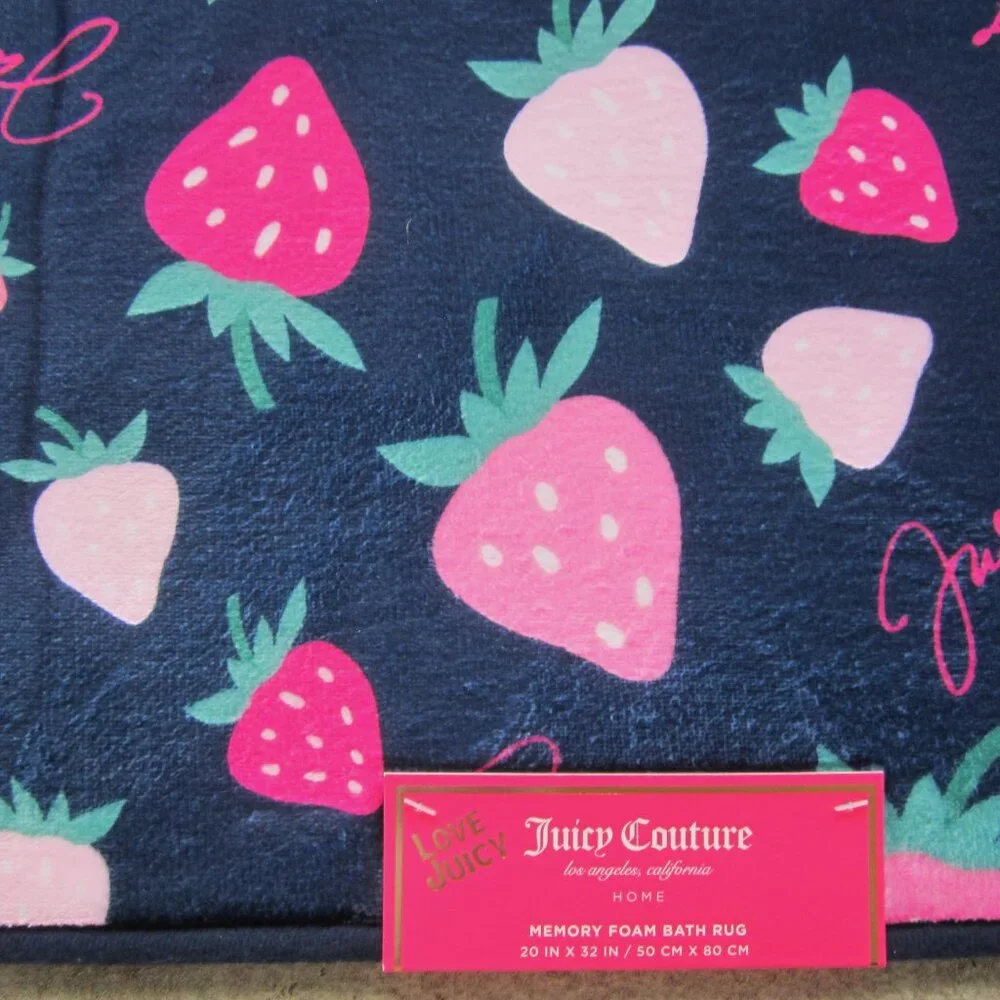 Juicy Couture Strawberry Memory Foam Bath Rug Home